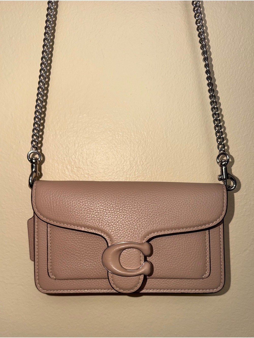 Coach Dusty Rose Pebbled Leather Chain Crossbody